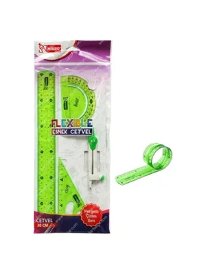 Mikro Flexible 30 Cm Esnek Cetvel Pergelli Çizim Seti 4"lü Flp-04