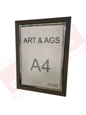 Art&ags A4 22 Mm Ahşap Görünümlü Çerçeve Gümüş Paspartulu Füme