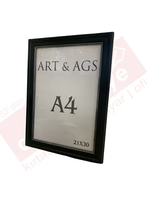 Art&ags A4 35 Mm Ahşap Görünümlü Çerçeve Gümüş Yaldızlı Siyah