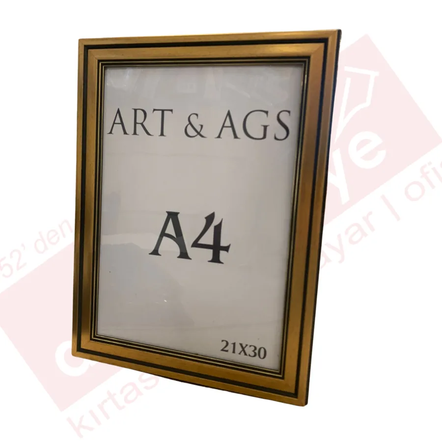 Art&ags A4 35 Mm Ahşap Görünümlü Çerçeve Yaldızlı Altın