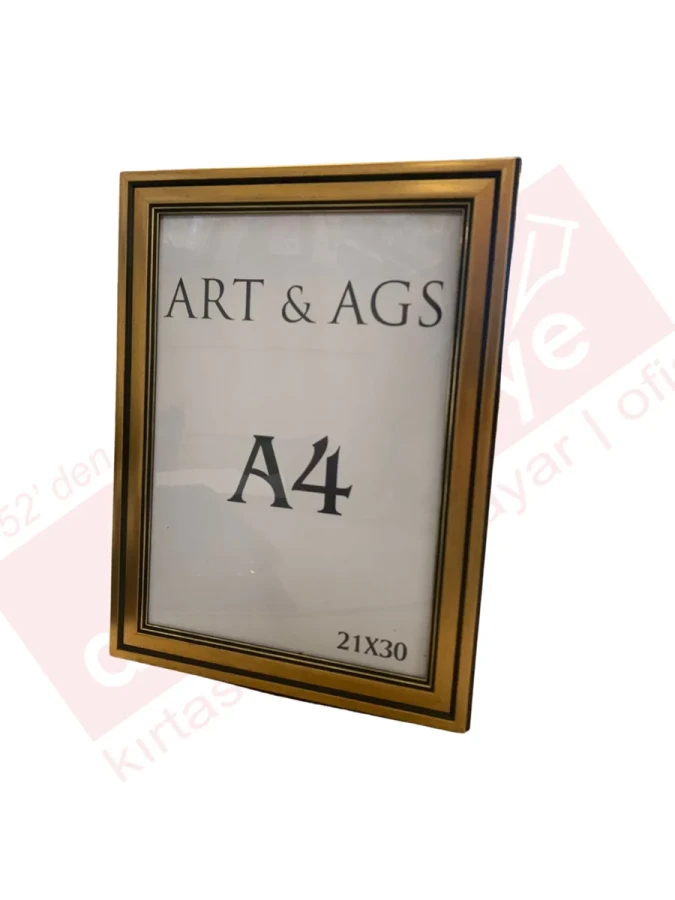 Art&ags A4 35 Mm Ahşap Görünümlü Çerçeve Yaldızlı Altın