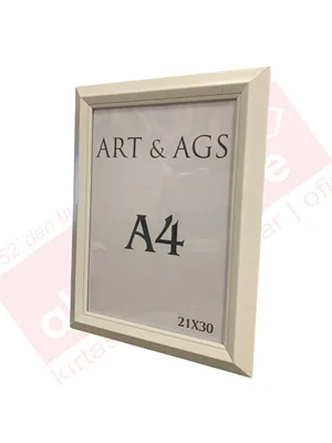 Art&ags A4 35 Mm Ahşap Görünümlü Piramit Çerçeve Beyaz
