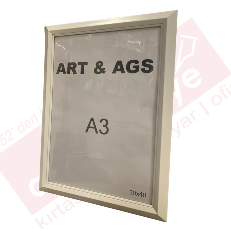 Art&ags A3 35 Mm Ahşap Görünümlü Piramit Çerçeve Beyaz