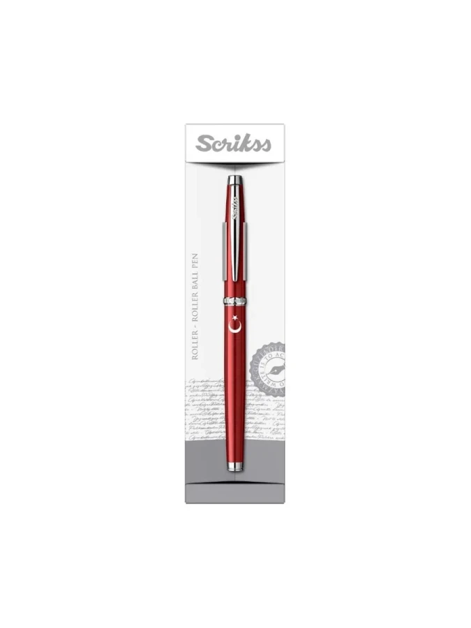 Scrikss 800 Roller Kalem Ay-yıldız Baskılı Kırmızı