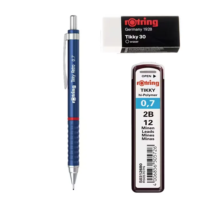Rotring Tikky Retro Set 0.7 Versatil+min+silgi Mavi Ro-rk07