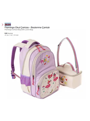 Mileo Flamingo Okul Çantası + Beslenme Çantası 2820