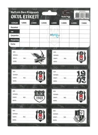 Timon Beşiktaş Ders Programlı Okul Etiketi 3 Lü 463644