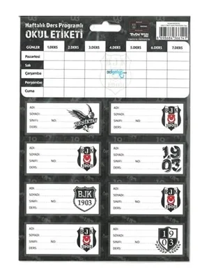 Timon Beşiktaş Ders Programlı Okul Etiketi 3 Lü 463644