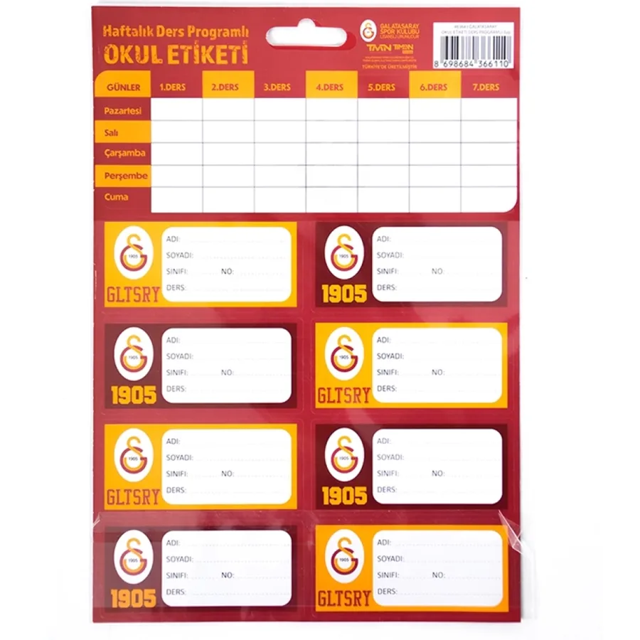 Timon Galatasaray Ders Programlı Okul Etiketi 3 Lü 463643