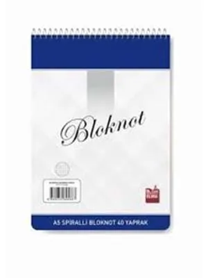 Elma A5 Karton Kapak Spiralli Bloknot Çizgisiz 40 Yp