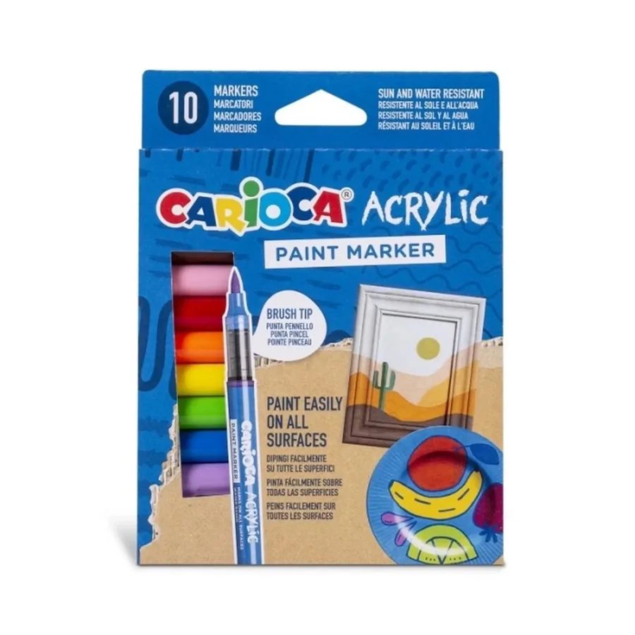 Carioca Akrilik Paint Marker Su Bazlı Fırça Uçlu 10"lu 45281