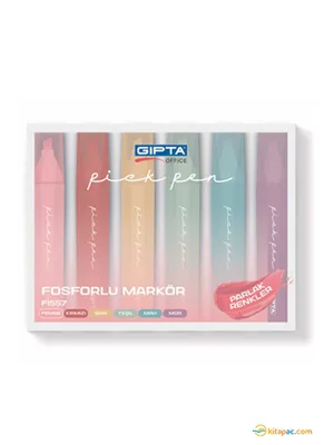 Gıpta Fosforlu Kalem 6 Lı Parlak Renkler F1557