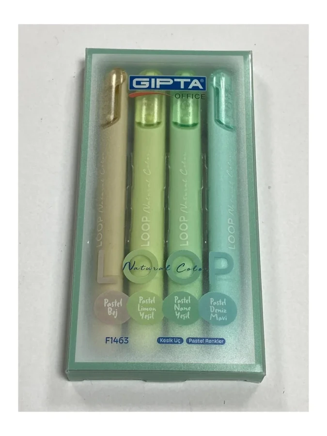 Gıpta Fosforlu Kalem 4 Lü Loop Pastel Renkler F1463