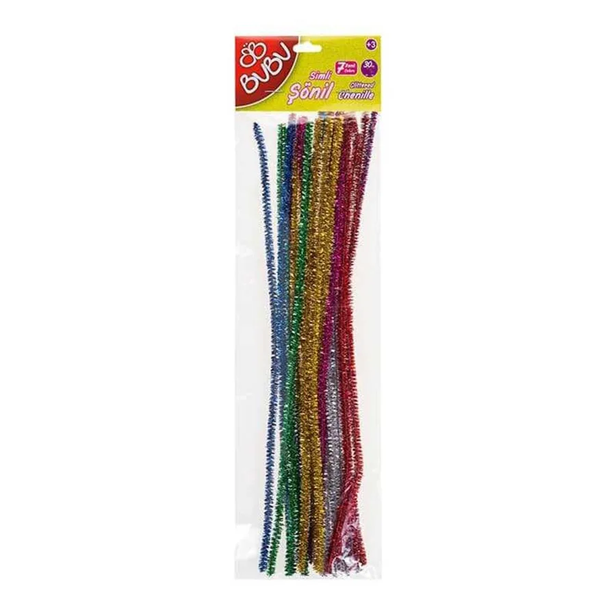 Bubu 30 Cm Simli Şönil Renkli 20"li Son003