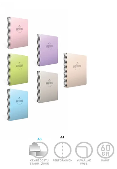 Gıpta Pastoral A4 Pp Kapak Spiralli Defter Çizgisiz 96 Yp 3246