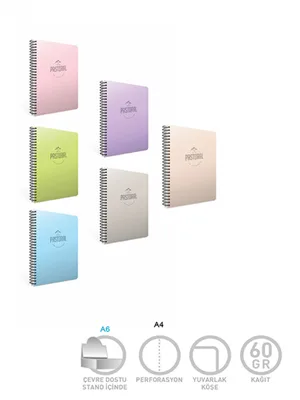 Gıpta Pastoral A4 Pp Kapak Spiralli Defter Çizgisiz 96 Yp 3246