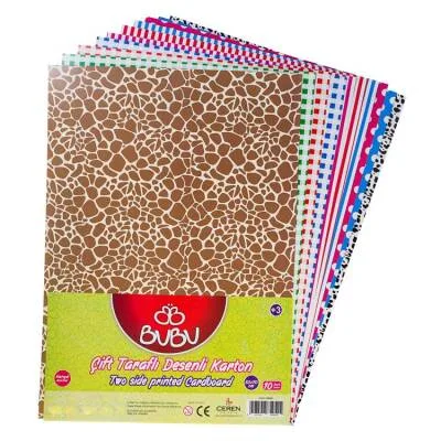 Bubu 50x70 Çift Taraflı Desenli Karton Karışık 10 Lu Fk0002