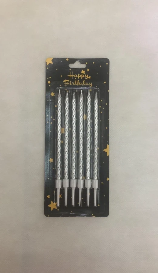 Nedi 13 Cm Burgulu Çubuk Mum Gümüş 6"lı 2236s