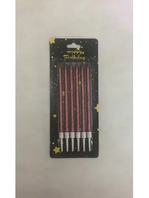 Nedi 13 Cm Burgulu Çubuk Mum Kırmızı 6"lı 2236r
