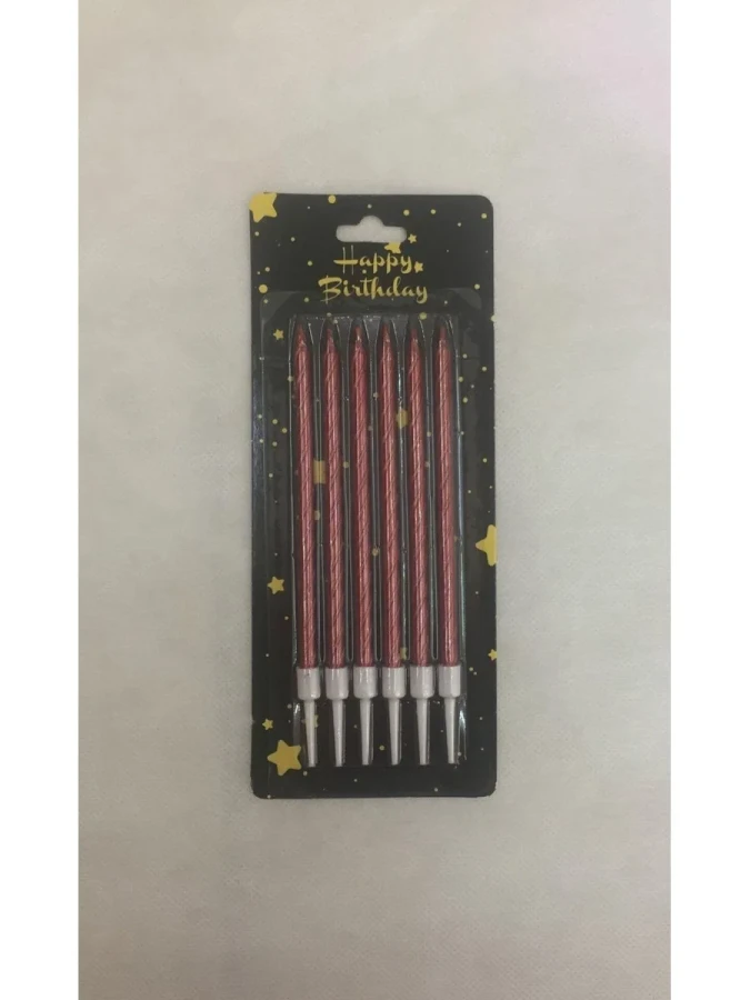 Nedi 13 Cm Burgulu Çubuk Mum Kırmızı 6"lı 2236r