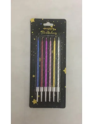 Nedi 13 Cm Burgulu Çubuk Mum Karışık 6"lı 2236m