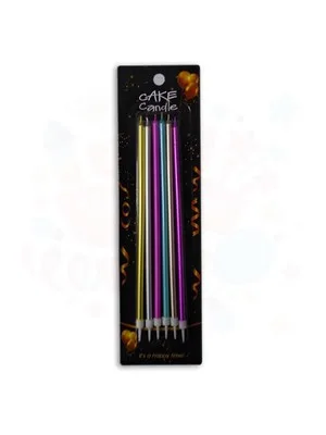 Nedi 19 Cm İnce Çubuk Mum Kartelalı 6"lı Karışık 7140