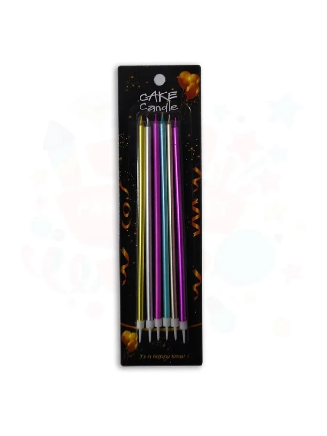 Nedi 19 Cm İnce Çubuk Mum Kartelalı 6"lı Karışık 7140
