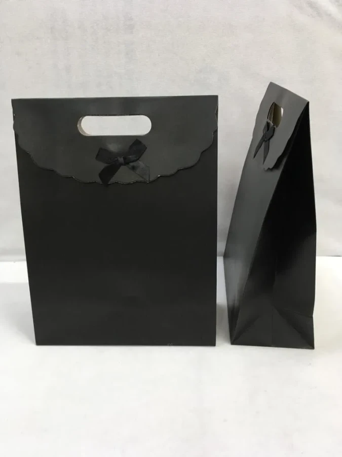 Nedi 24x11x31 Cm Cırtlı Karton Hediye Çantası Siyah 2431bl