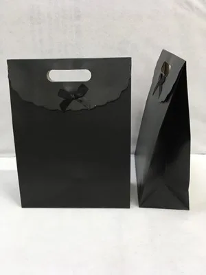 Nedi 24x11x31 Cm Cırtlı Karton Hediye Çantası Siyah 2431bl