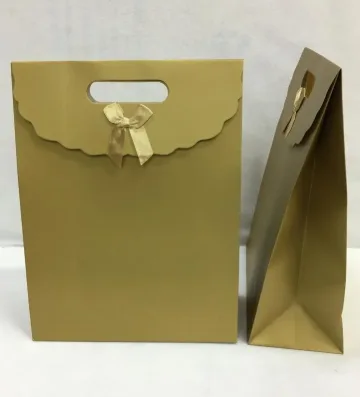 Nedi 24x11x31 Cm Cırtlı Karton Hediye Çantası Altın 2431g