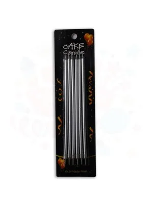 Nedi 19-20 Cm İnce Çubuk Mum Kartelalı 6"lı Gümüş 7139