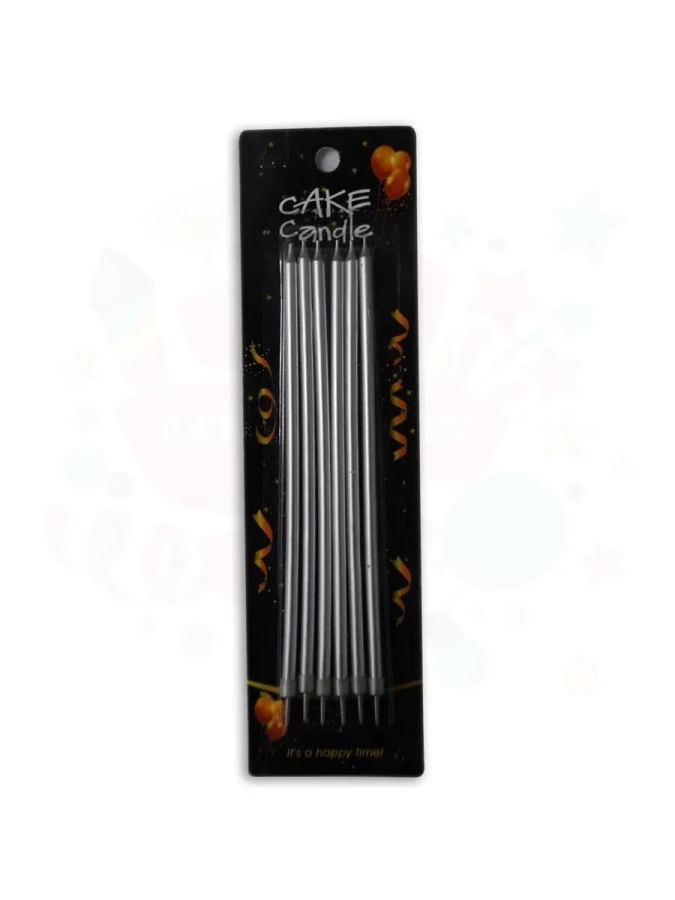 Nedi 19-20 Cm İnce Çubuk Mum Kartelalı 6"lı Gümüş 7139