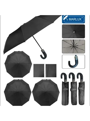 Marlux Tam Otomatik J Saplı Şemsiye Siyah Mpr-1003m
