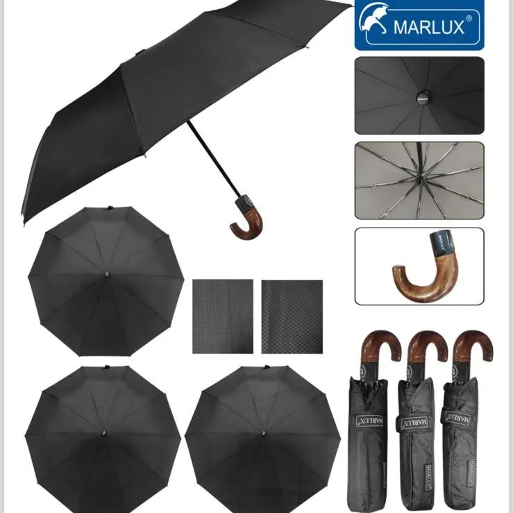 Marlux Tam Otomatik J Saplı Şemsiye Siyah Mpr-1004m