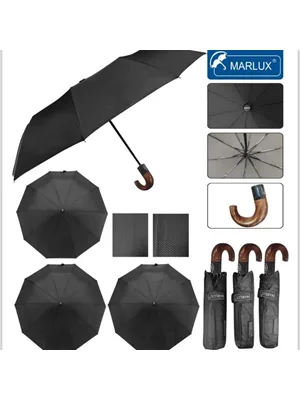 Marlux Tam Otomatik J Saplı Şemsiye Siyah Mpr-1004m