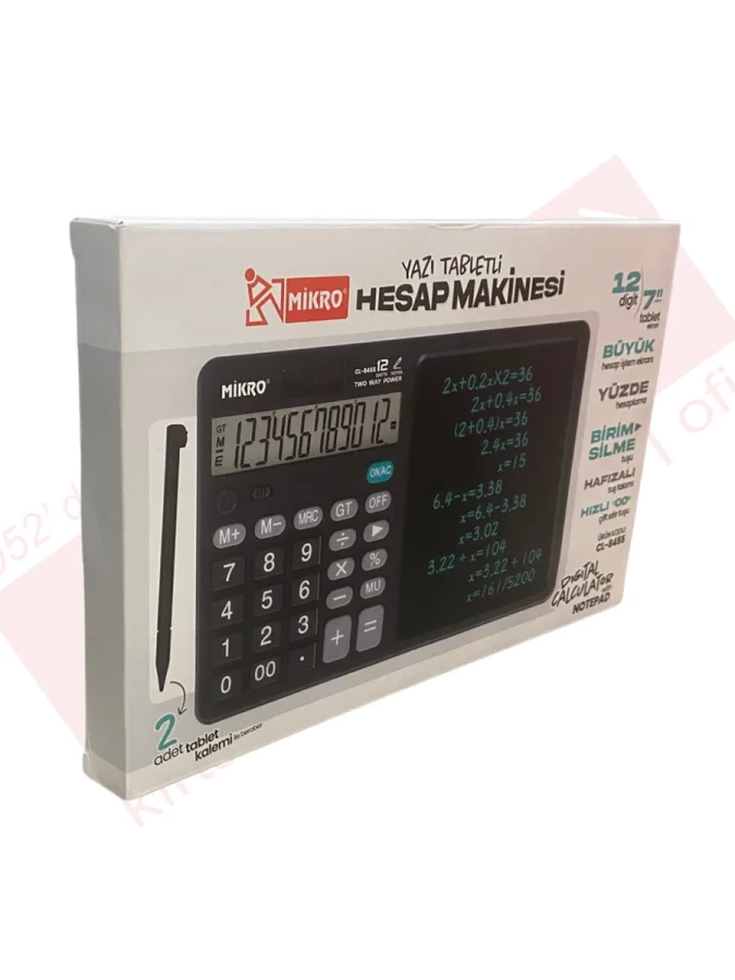 Mikro 7" Yazı Tabletli 12 Haneli Hesap Makinesi Siyah Cl-8455