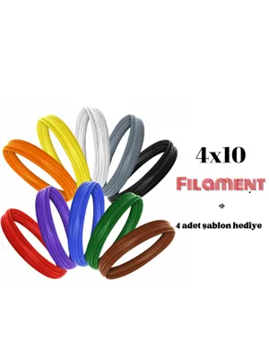 İnopark 4x10 Renk ve Şablonlu 3d Kalem Filamenti