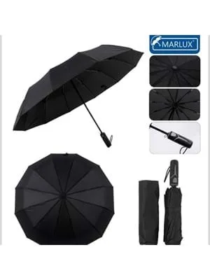 Marlux Tam Otomatik Extra Güvenli 12 Tel Şemsiye Siyah Mpr-1010m
