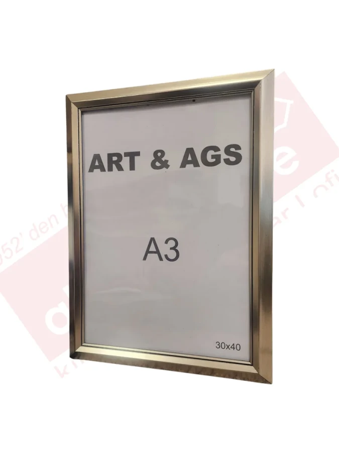 Art&ags A3 35 Mm Ahşap Görünümlü Piramit Çerçeve Gümüş