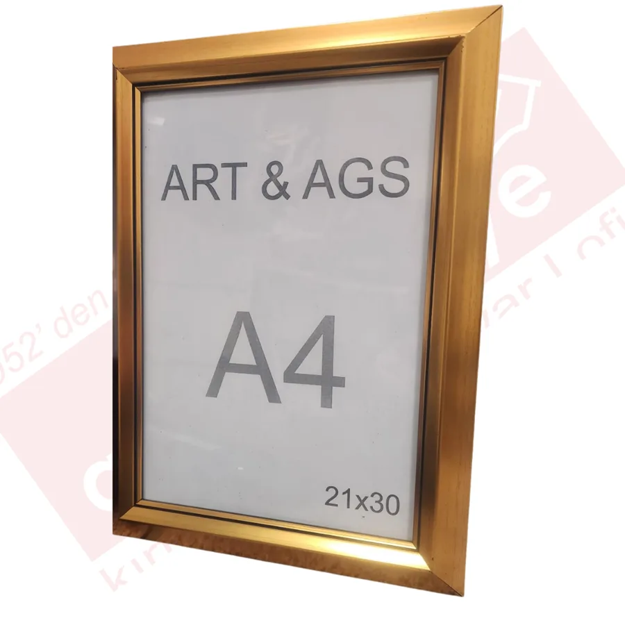 Art&ags A4 35 Mm Ahşap Görünümlü Piramit Çerçeve Altın