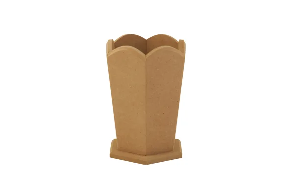 Aka Ahşap 10x10x15 Cm Altıgen Vazo Vz 04
