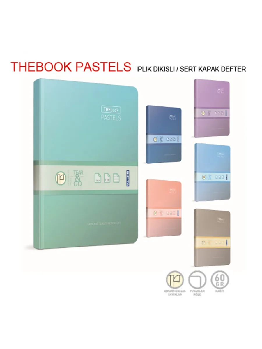 Gıpta Thebook Pastels 20x28 Sert Kapak İp Dikişli Defter Kareli 160 Yp 3044