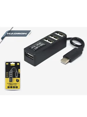 Hadron Hdx7015 Type-c To Usb-a 4 Port Usb Çoğaltıcı Siyah