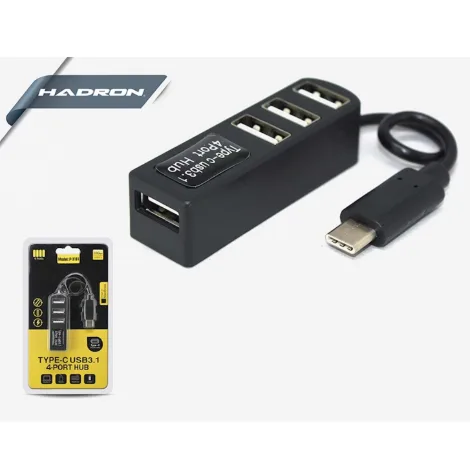 Hadron Hdx7015 Type-c To Usb-a 4 Port Usb Çoğaltıcı Siyah