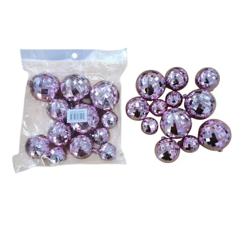 Nedi Yılbaşı Disko Topu 2-2.5-3-4 Cm Pembe 12"li 13541