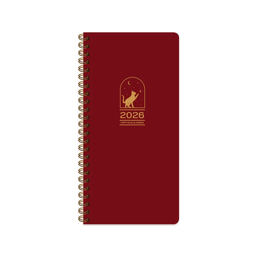 Keskin Color 8x16 Spiralli Haftalık Cep Ajandası Bordo 600176-99 (2026)