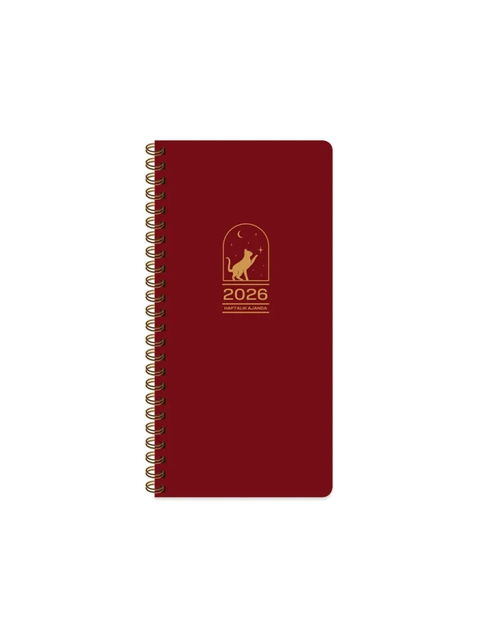 Keskin Color 8x16 Spiralli Haftalık Cep Ajandası Bordo 600176-99 (2026)