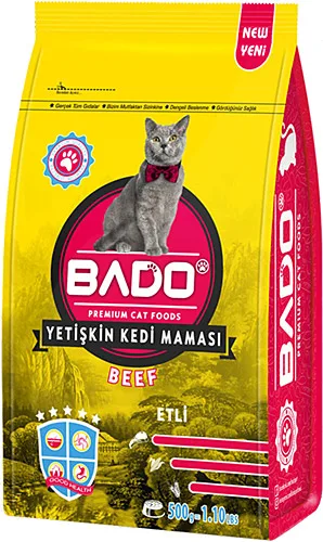 Bado 500 Gr Biftekli Yetişkin Kedi Maması Kuru