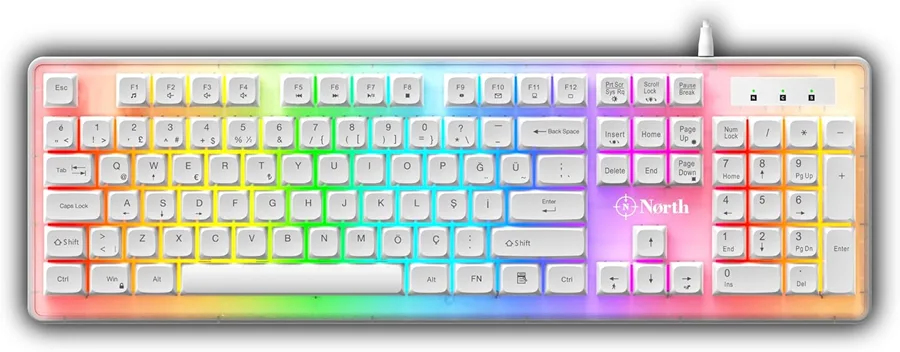 North Paladin Mekanik Hisli Türkçe Rgb Beyaz Premium Gaming Klavye