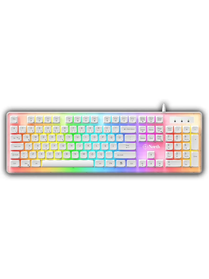 North Paladin Mekanik Hisli Türkçe Rgb Beyaz Premium Gaming Klavye